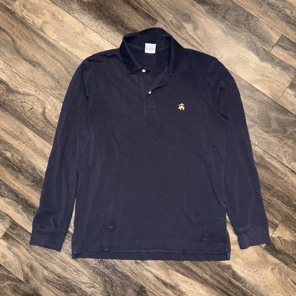 Brooks Brothers Golden Fleece Stretch Supima Polo Long-Sleeve Men's M Navy Blue
